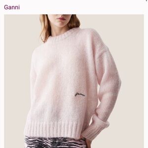 Ganni Light Pink Crew Neck Sweater